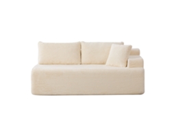 Sofá modular de compressão em chenille com espuma 30D, antiderrapante e leve, ideal para sala de estar e outros ambientes - Bege