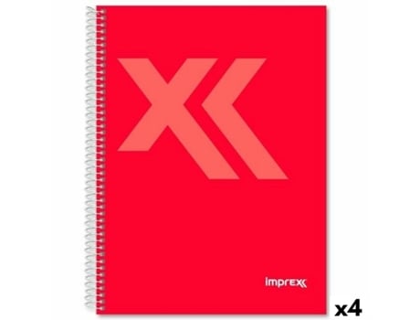 Caderno Imprex Vermelho Din A4 80 Folhas (4 Unidades)