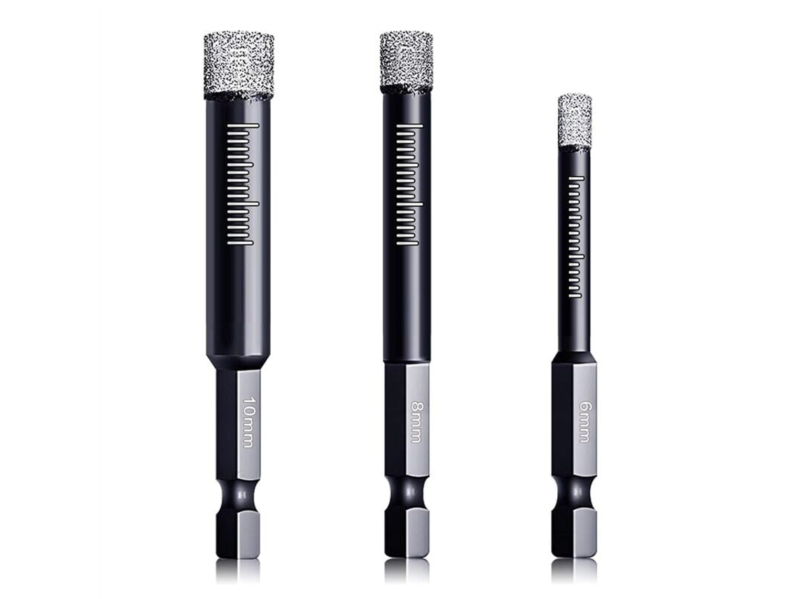 Conjunto De Brocas Diamantadas Para Porcelanato, 3 Peças, 6 Mm, 8 Mm E 10 Mm, Haste Sextavada Slowmoose