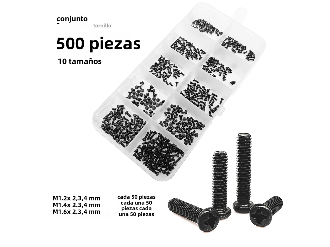 (modelo A500 Peças) Conjunto De Parafusos E Porcas De Aço Preto, Com Cabeça Phillips E Cabeça Redonda.