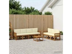Vidaxl Conjunto De Sofás Para Exterior 8 Unid. Natural E Creme