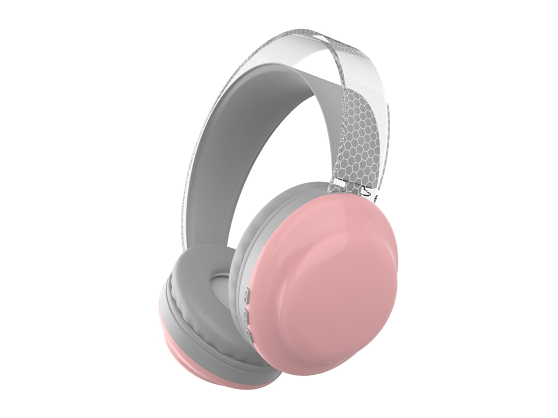 Fones de Ouvido Sem Fio com Faixa de Cabeça Transparente Iluminada MDUG (rosa)