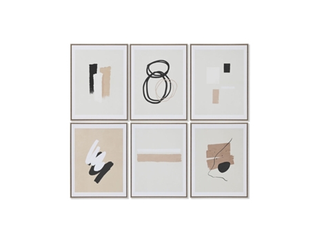 Pintura HOME ESPRIT Castanho Bege Moderno Urbana 60 x 4 x 80 cm (6 Unidades)