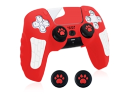 Capa Controle De Para Ps5, Capa De Silicone Antiderrapante Com Capas Para Joystick E Adesivos (vermelha) Cuich