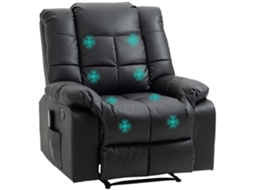 Cadeira de Massagem Cs, Relaxante, 8 Pontos, Vibração, Couro Sintético, Preto
