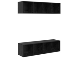Conjunto 3 Conjunto De Móvel De Tv Vidaxl Preto Derivados De Madeira (37 X 37 X 107 Cm)