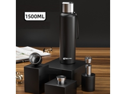 Garrafa Térmica De Aço Inoxidável De Grande Capacidade (1500 Ml, Preta), Design À Prova De Vazamentos