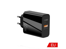 Carregador Gan de Porta Dupla 65 W Usb C/tipo C+usb Qc3.0 para laptop plugue UE preto XIAOMOYU