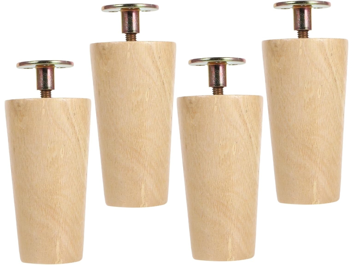 Conjunto De 4 Pés Madeira Para Móveis Com Parafusos, Formato Cônico, Para Substituição De Pés Sofá, Cama, Mesa De Centro