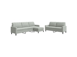 Maison Exclusive - 3 Pcs Conjunto De Sofás Com Almofadões Veludo Cinzento-claro