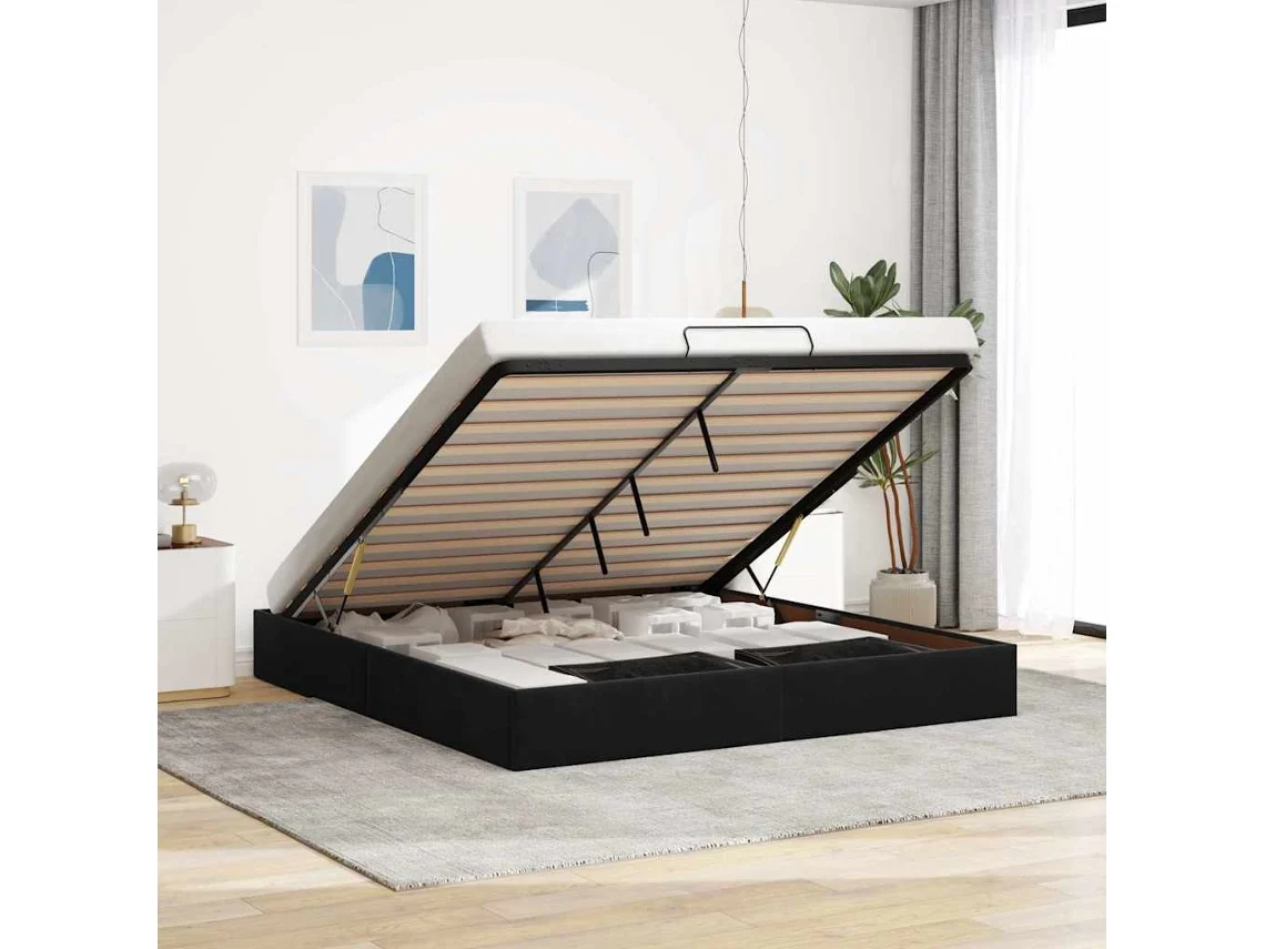 Vidaxl Estrutura De Cama Otomana Sem Colchão 160x200 Cm Veludo Preto