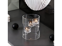 Castiçal Decorativo Em Vidro Texturizado Com Efeito Cristal, Compatível Com Velas Tealight Padrão, Ideal Para