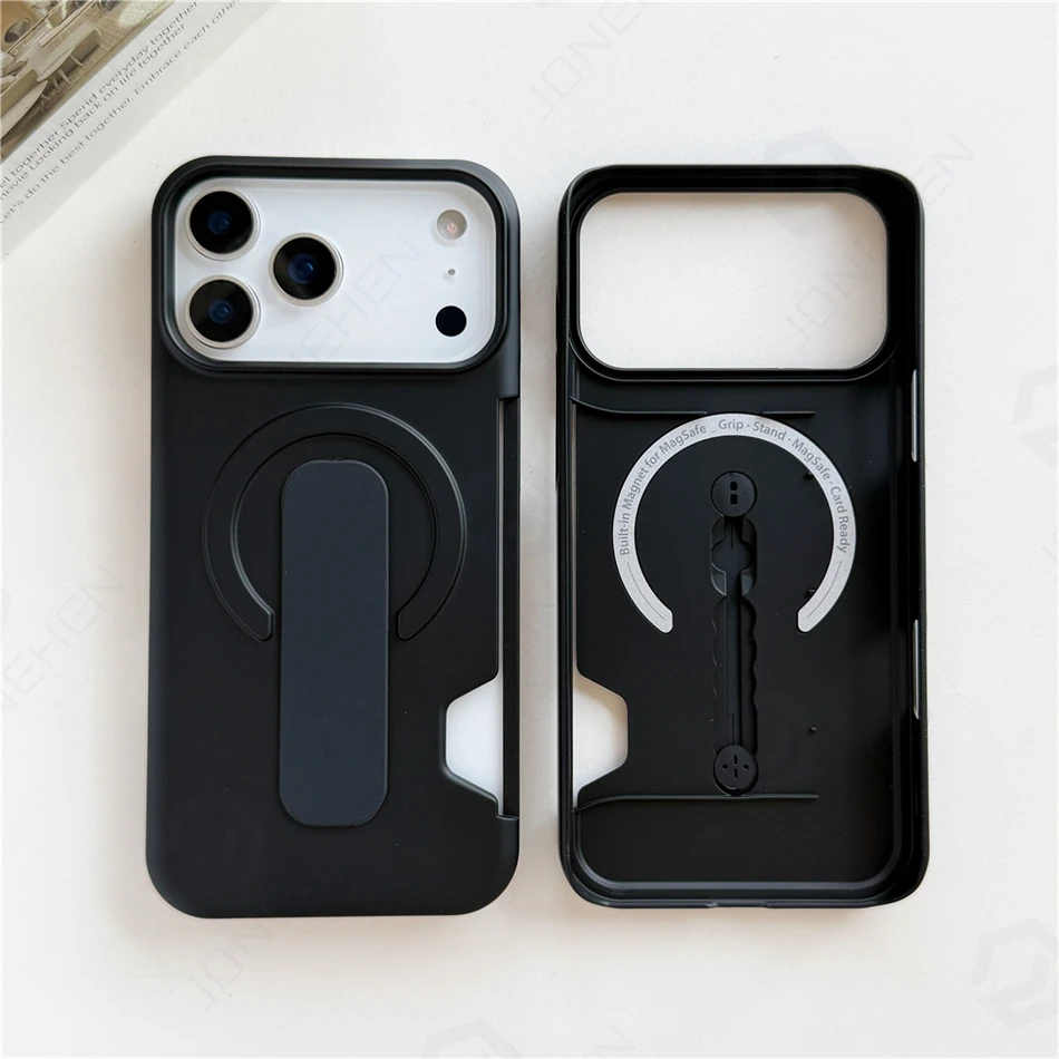 Capa Para Iphone 16 Pro (preta), Com Suporte De Anel, Material Em Policarbonato Fosco E Compatível Com Magsafe.