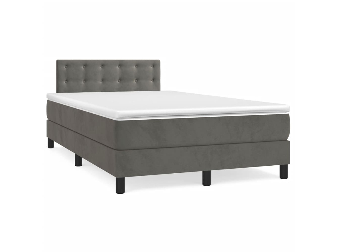 Vidaxl Cama Boxspring Com Colchão 120x190 Cm Veludo Cinzento-escuro