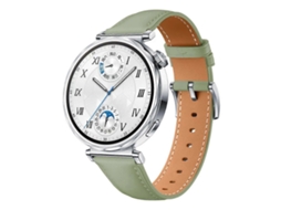 Pulseira De Couro Com Fivela Prateada E Botão Para Huawei Watch Gt 5 41mm
