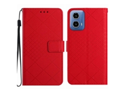 Capa De Couro Com Textura De Grade Rômbica Para Celular