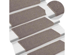 Vidaxl Tapetes De Escada 15 Peças 65x21x4 Cm Bege Escuro Com Borda Retangular