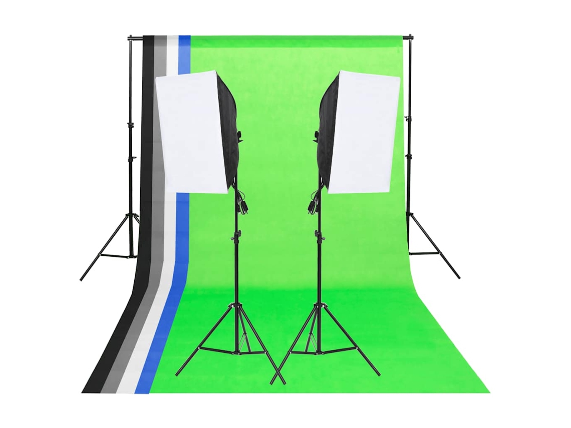 Vidaxl Kit De Iluminação Para Estúdio Com Fundos E Softboxes