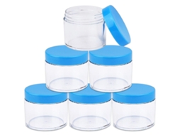 Tarros de Plástico Transparente Herméticos de 60ml com Tampas Azuis para Maquiagem, Cremes, Viagens e Armazenamento Azul