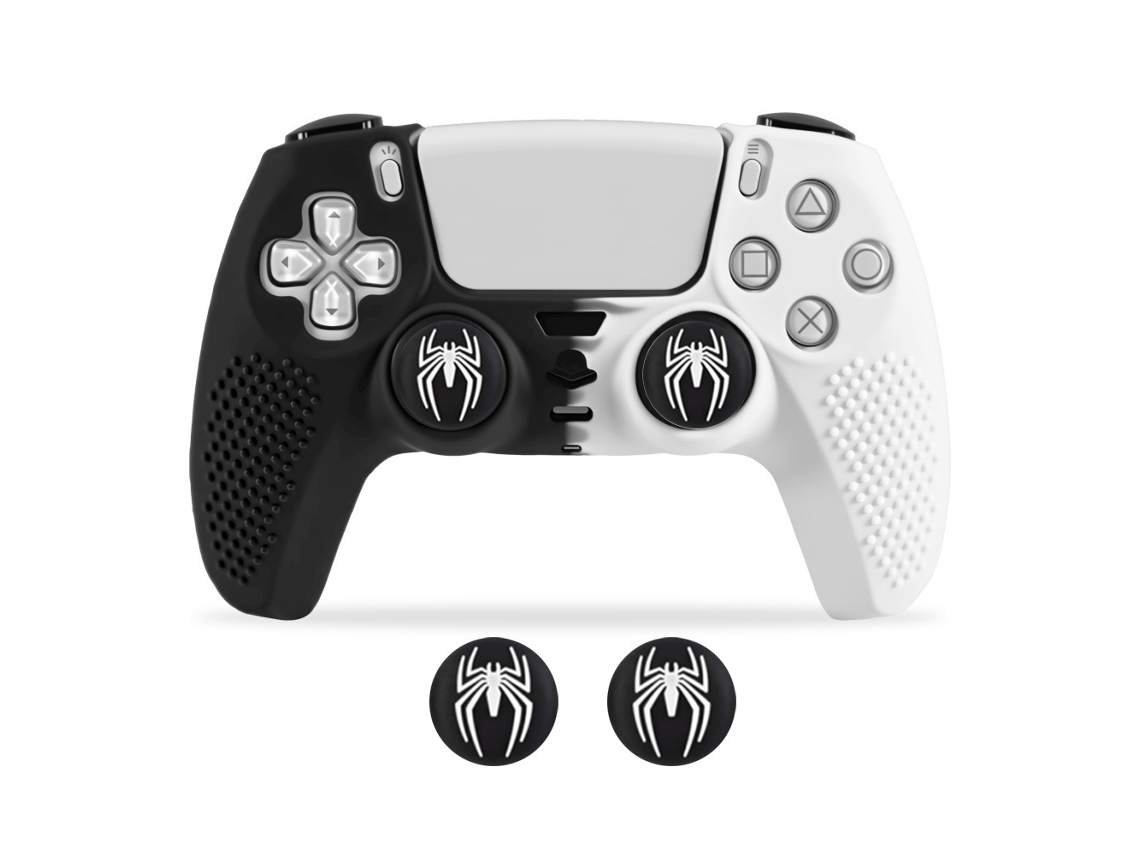 Capa Para Ps5 Com 2 Protetores De Polegar (branco-preto) Spqment