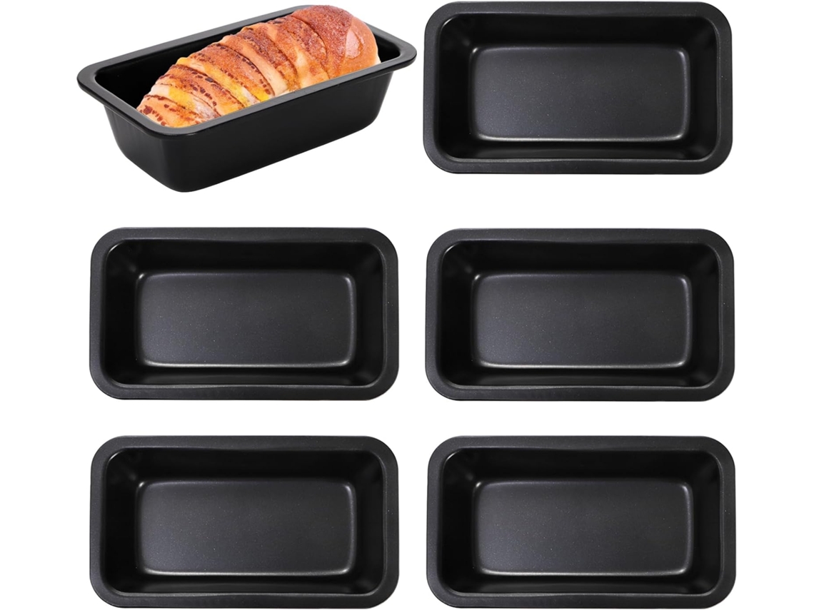 Conjunto De 6 Formas Para Pão E Bolos, Em Aço Carbono, 8,9 × 15,2 Cm, Revestimento Antiaderente, Para Forno, Confeitaria E Preparo Doméstico