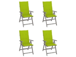 Vidaxl Cadeiras Jardim Reclináveis C/ Almofadões 4 Pcs Acácia Maciça