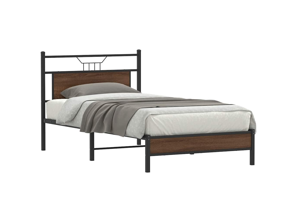 Estrutura Cama S/ Colchão Derivados Madeira Carvalho Castanho