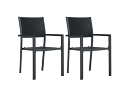 Cadeiras Jardim 2 Pcs Plástico Preto Aparência Vime Dkd Home Decor