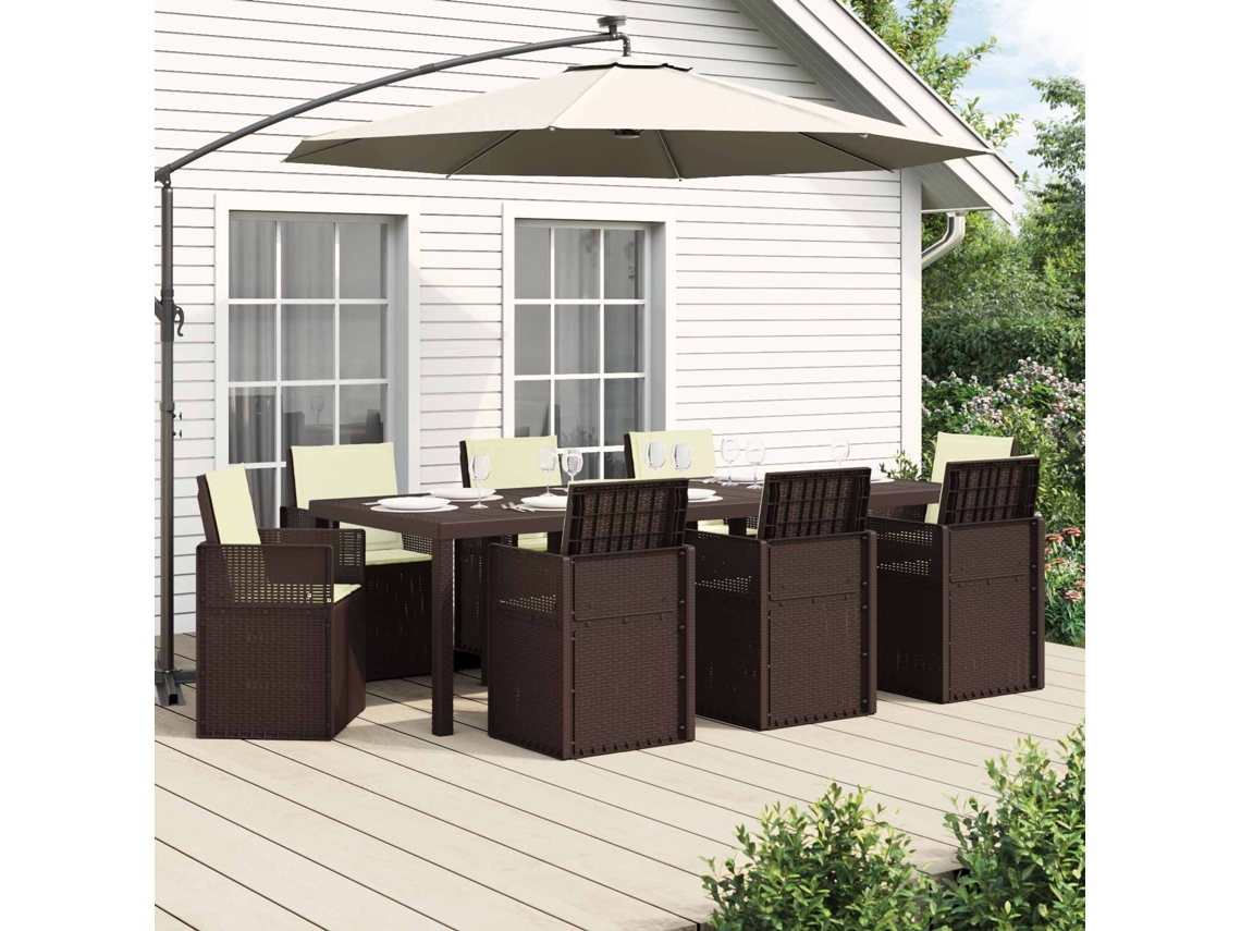 Vidaxl Conjunto De Jantar Para Jardim 9 Unid. Castanho E Creme Pp