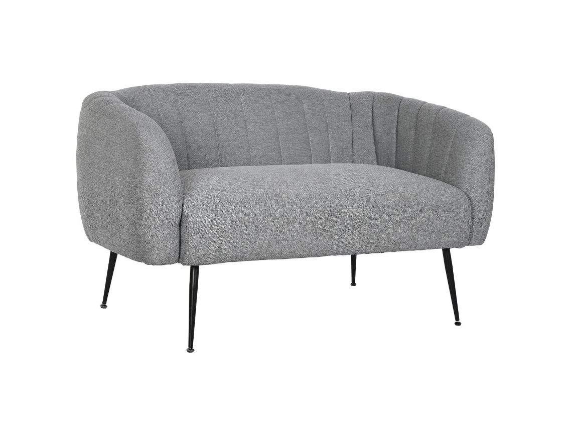 Sofá Dkd Home Decor Preto Cinza Espuma Madeira Metal Veludo Scandi 129 X 75 X 73 Cm