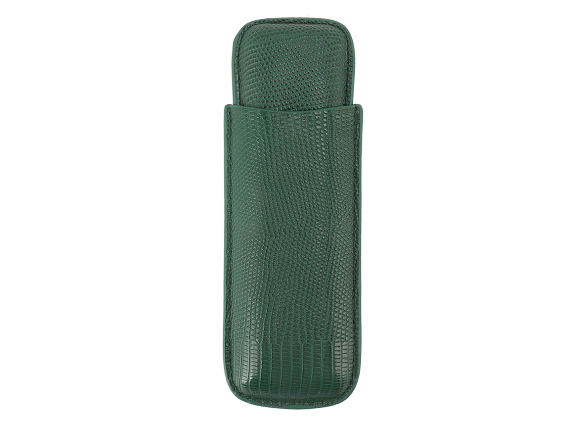 Estojo elegante, portátil e durável para 2 cigarros com textura de pele de crocodilo fosca.