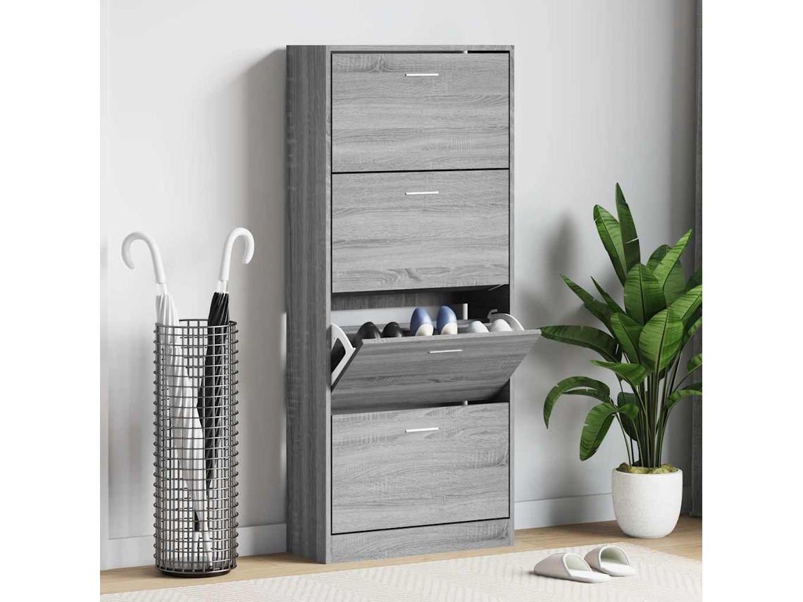 Vidaxl Sapateira 63x24x147 Cm Derivados De Madeira Cinzento Sonoma