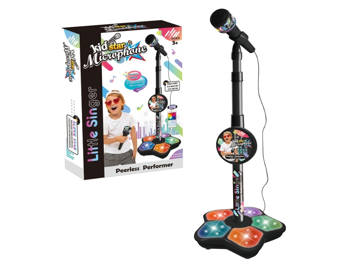 Lurelia Microfone Infantil Com Microfone, 97 Cm, Led E Plástico, Modelo Educativo