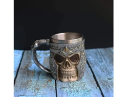 Caneca de Café com Caveira de 384 Ml, Cerveja Viking, Revestimento em Aço Inoxidável AQUAFORGE