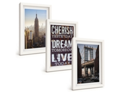 Pinturas Murais Modernas Citação Sobre Paisagens De Nova York Moldura Branca Fotos Para O Escritório Espelharte (3 Peças 20x30 Cm)