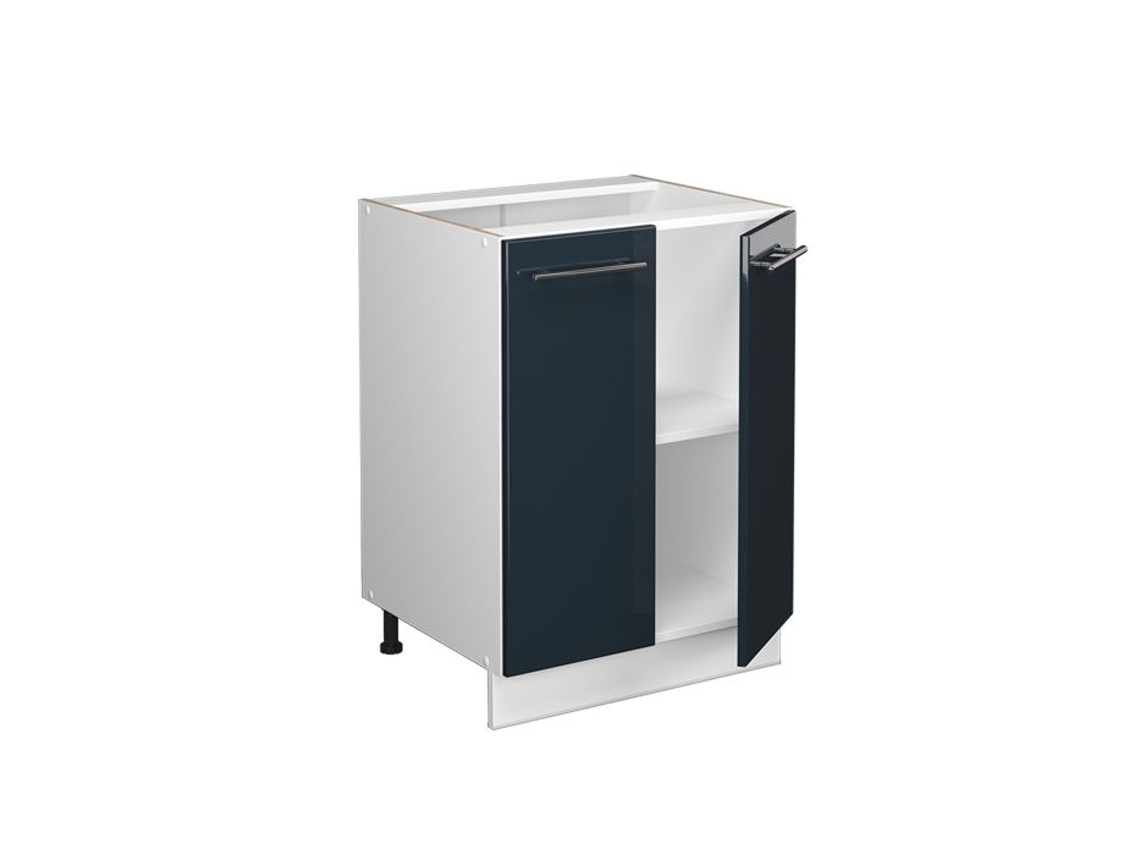 Armário baixo de cozinha Fame-Line, 60 cm sem bancada, azul escuro brilhante, Vicco