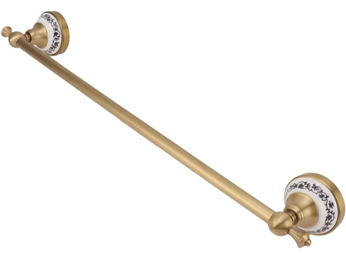 Suporte Para Toalha Cryfokt Em Cobre, Elegante, Estilo Europeu, Com Uma Única Haste De 50cm Acabamento Antigo