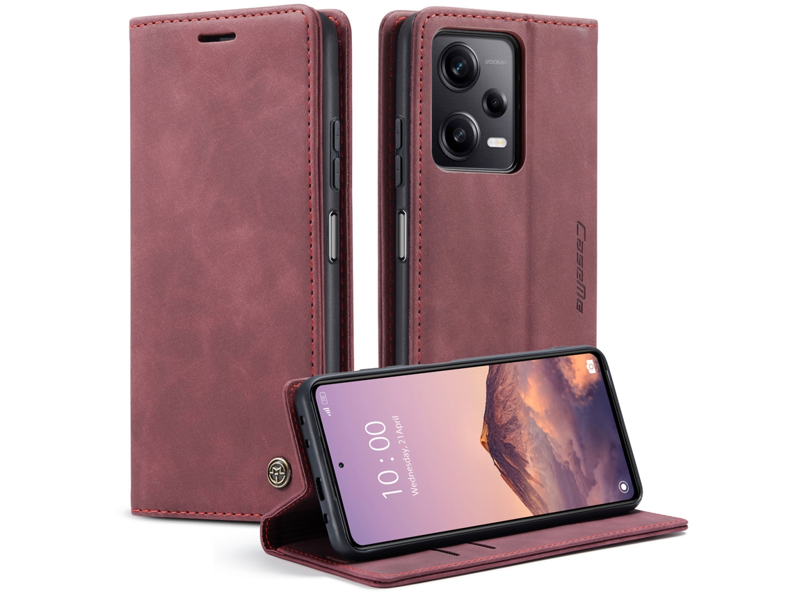 Capa De Celular Anti-queda Estilo Retrô Em Courovermelho - Redmi Note 8 Pro