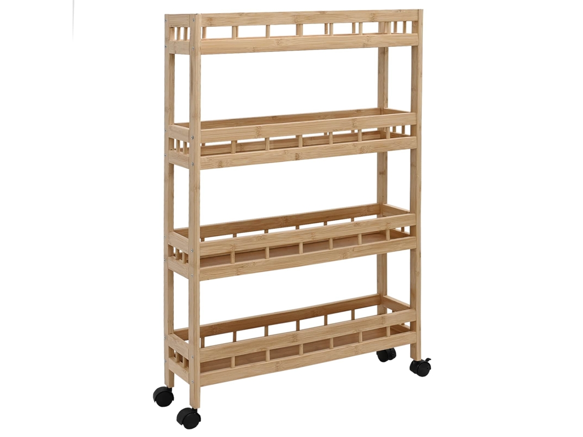 Conjunto 1 Carrinho De Cozinha Vidaxl Castanho Bambu (60 X 18 X 97 Cm)