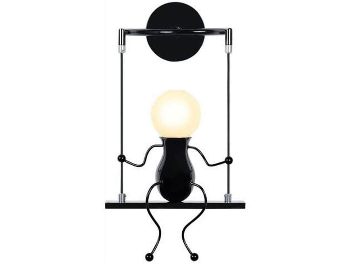 Luminária de parede Nova Line infantil, ferro forjado, estilo boneca, preto, para sala e quarto | S/MARCA