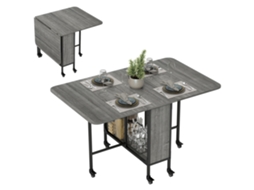 Mesa de Jantar Rebatível, com Capacidade Até 6 Pessoas, com Prateleiras, 130x80x74 Cm, Cinzenta. BAGOLY SHOP