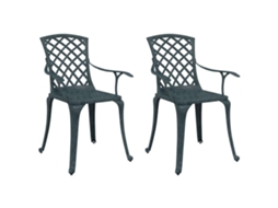 Maison Exclusive - Cadeiras De Jardim 2 Pcs Alumínio Fundido Verde