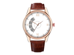Reloj De Pulsera Para Hombre De Cuero Casual Con Dial Redondo Analógico De Cuarzo (blanco Marrón)