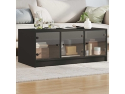 Vidaxl Mesa De Centro C/ Portas De Vidro 102x50x42 Cm Preto