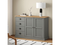 Vidaxl Aparador Com Gavetas Vigo 113x40x75 Cm Pinho Maciço Cinzento