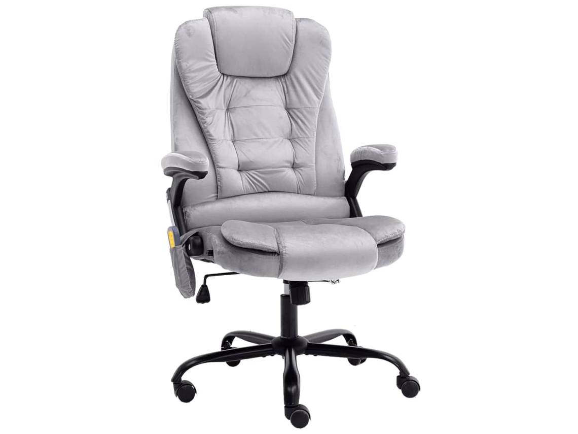 Vidaxl Cadeira Escritório C/ Função De Massagem Veludo Cinzento-claro