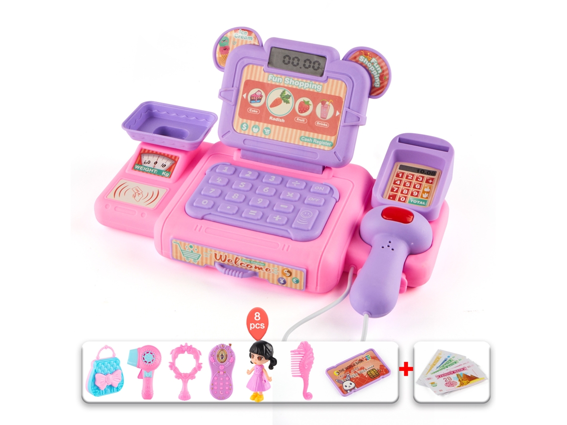 Brinque de Faz de Conta com uma Caixa Registradora Eletrônica de Brinquedo.caixa Registradora Rosa + Brinquedo para Vestir CHENNNLS