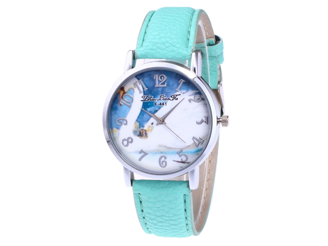 Relógio de Pulso de Quartzo para Homem e Mulher com Mostrador Redondo Elegante (menta)