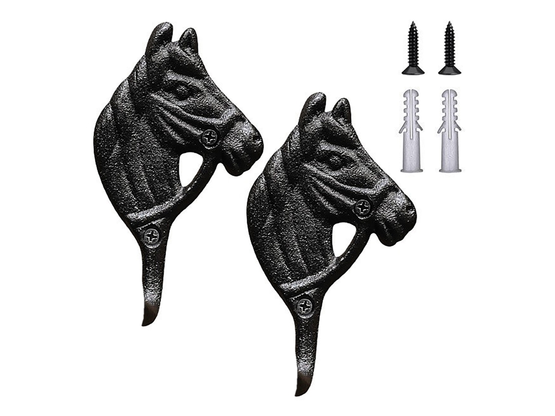 Ganchos de Cavalo em Ferro Retro, Preto e Castanho, 2 Peças LAXISCREED
