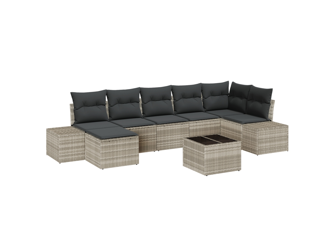 Conjunto 8 Seccional Para Exteriores Vidaxl Cinzento Vime Pe (55 X 55 X 37 Cm)